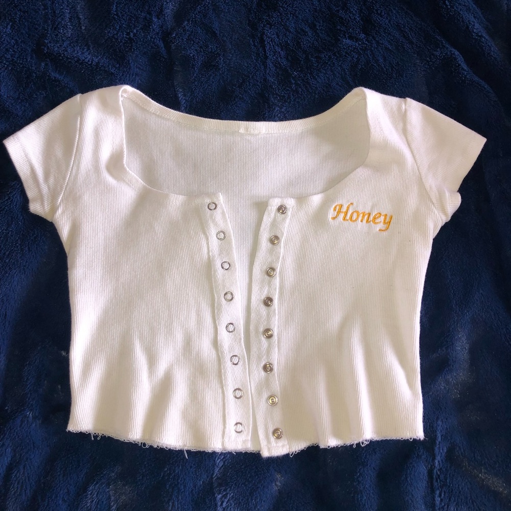 The Naked Tiger white ribbed honey tee